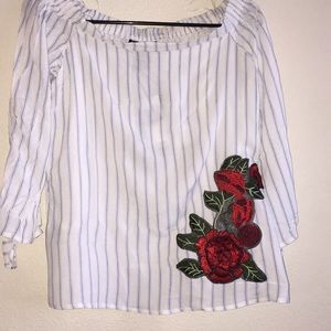 Striped off the shoulder shirt